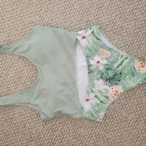 Green and White Bikini Set